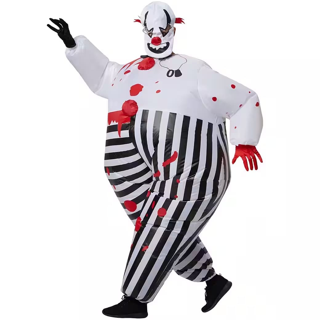 inflatable costume nakakatakot clown jester na may fan