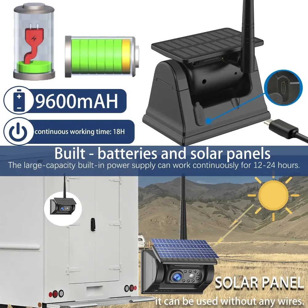 magnetic reversing parking camera na may baterya at solar panel