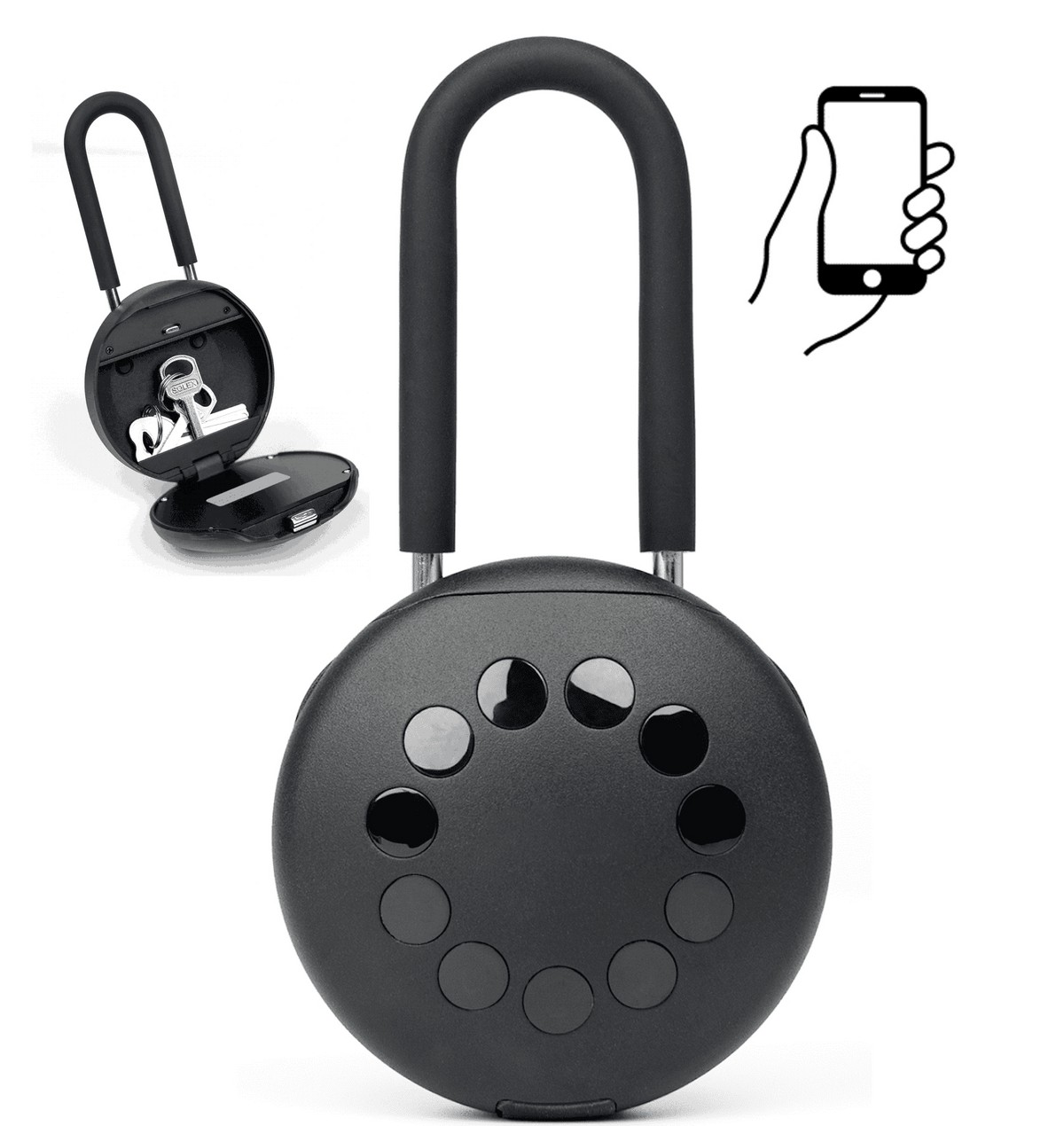 Safety lock steel U-shaped rod 12cm + WiFi Smart safe box na may