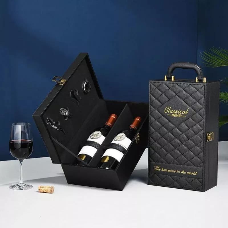 wine cases deluxe leather wine box bilang isang set ng regalo para sa mga lalaki