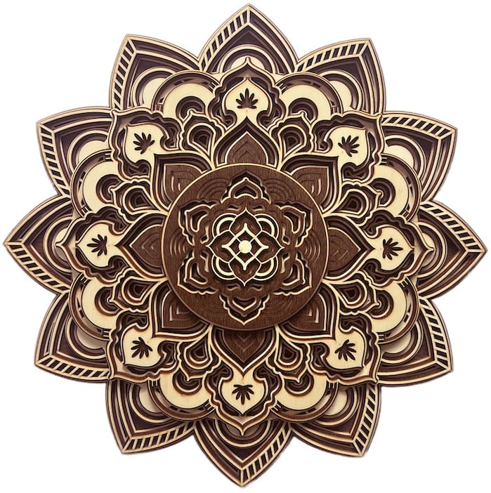 Mandala rose sa dingding na gawa sa kahoy na 3d handmade wall hanging