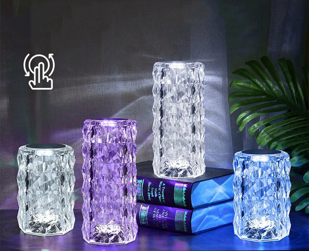 Crystal LED lamp para sa table na may kulay na may remote controller