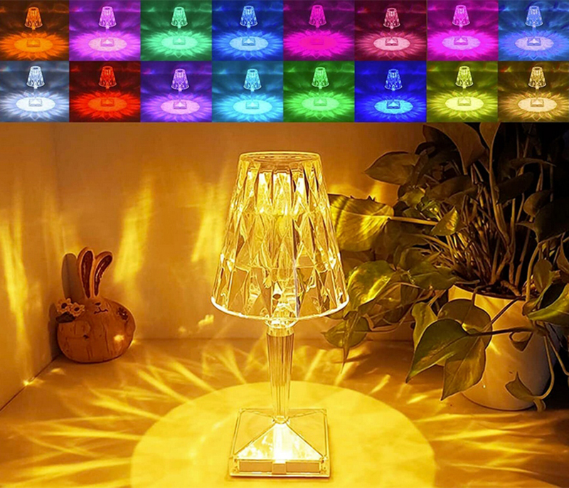 Transparent acrylic table lamp bilang isang LED table light na kulay rgb