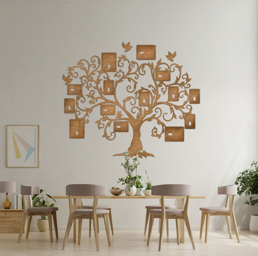 Wall family tree na gawa sa kahoy sa dingding family tree wall mounted with frames