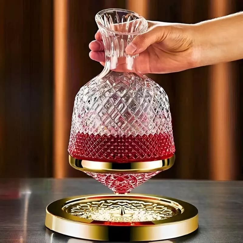 wine decanter na may kristal na umiikot na luxury stand