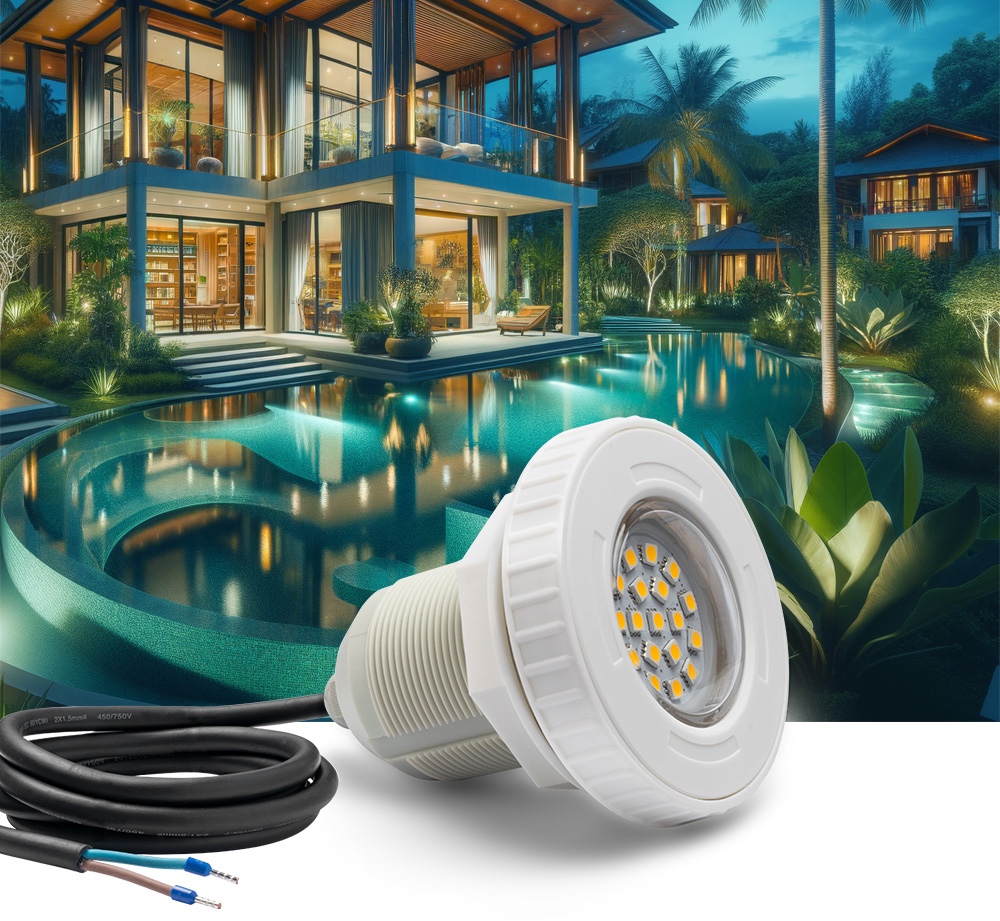 LED lamp para sa pag-iilaw ng pool o pond (fountain) - puting LED 3000K warm white