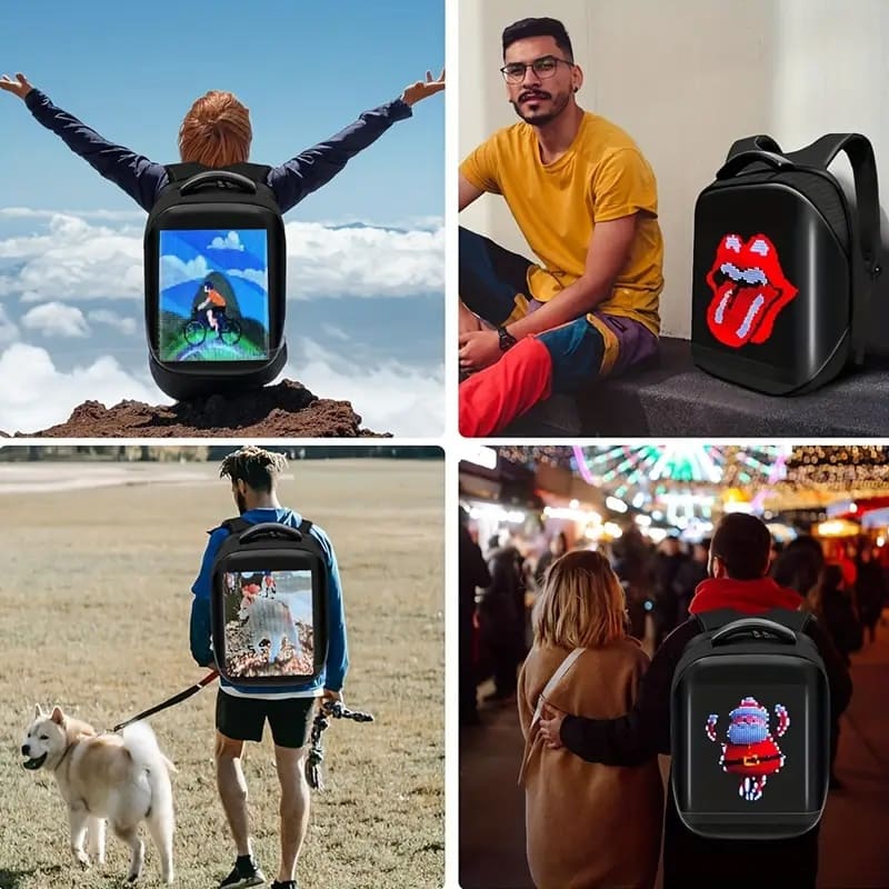 travel backpack na may maliwanag na LED screen LCD display