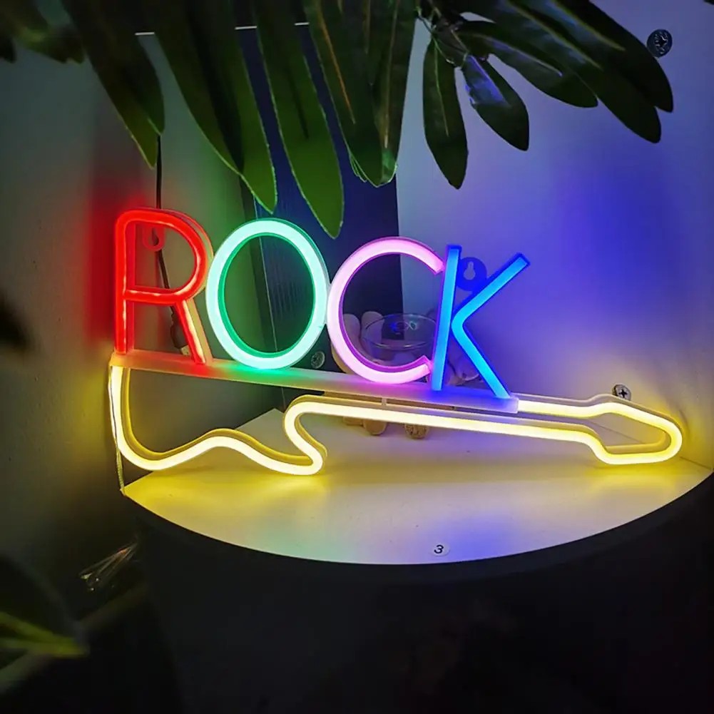 led neon sign sa dingding - rock guitar