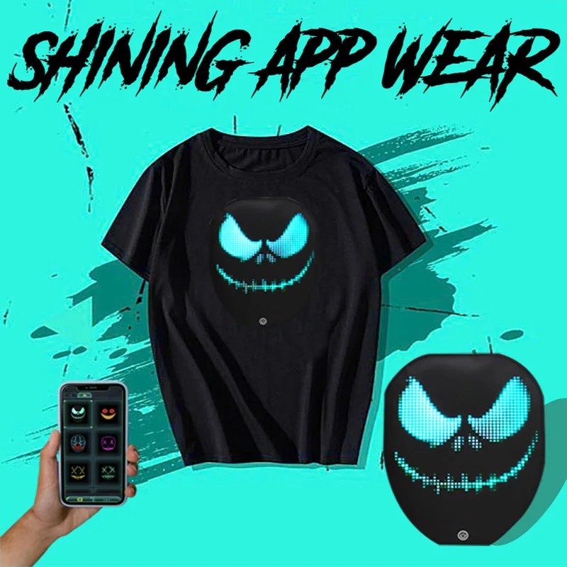 Programmable LED shirt na may display para sa mobile app smartphone