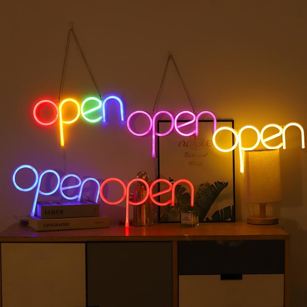 open advertising sign sa dingding na led hanging neon