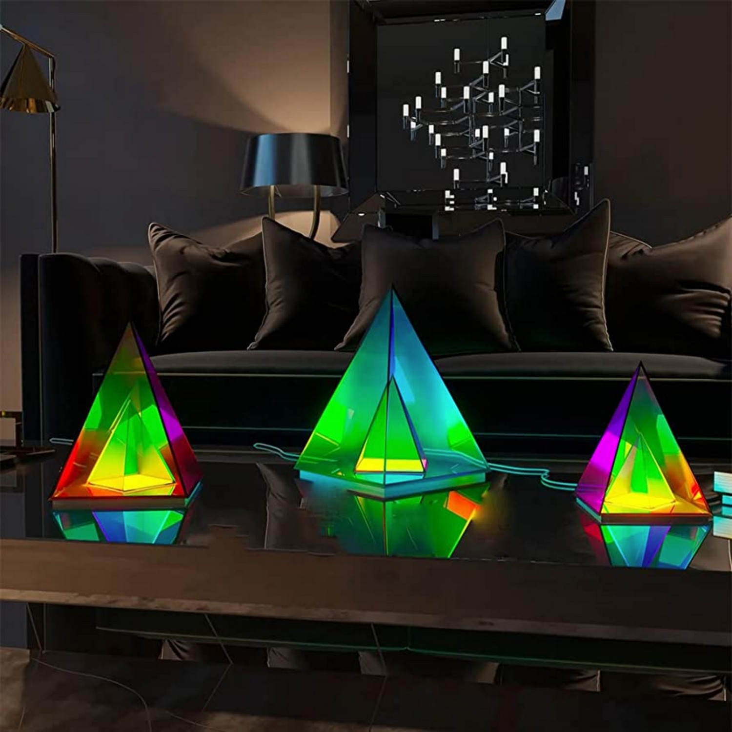 Ang 3D LED lamp pyramid na humantong sa ilaw na makulay para sa mesa